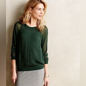 Anthropologie Anisy pullover sheer by One Fine Day pleated top no cami